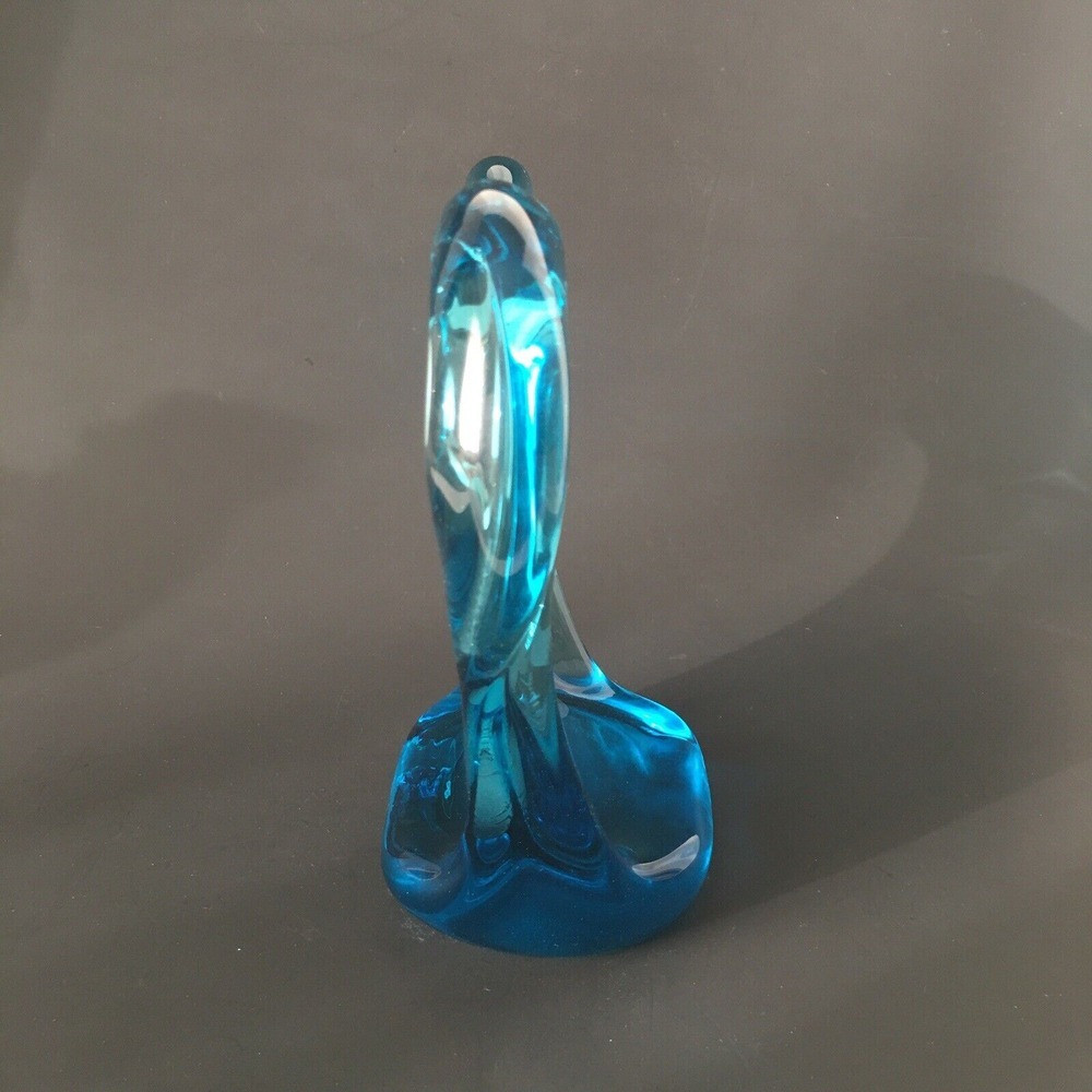 Blue Art Glass Etched Outdoor Scenery Stunning Unknown Artist - Picture 6 of 16